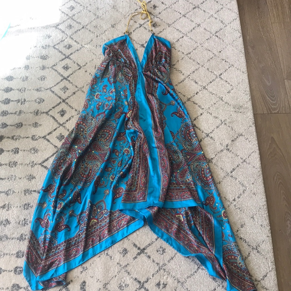 Paisley patterned satin halter dress Sz XS/S